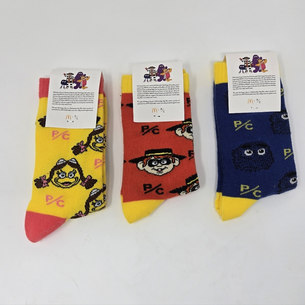 2024 McDonald’s Canada Peace Collective Fry Guys, Hamburglar, Birdie Socks